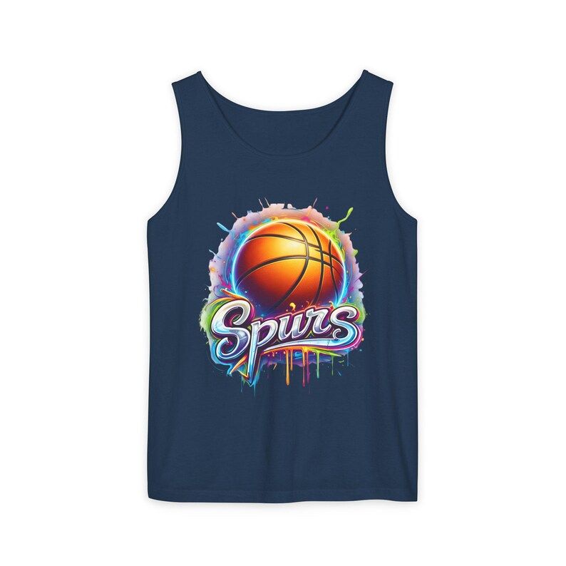 Spurs Basketball PNG, Neon Graffiti Sports Sublimation Design , Trendy Urban Basketball image 2