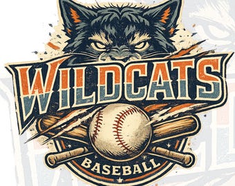 Wildcats Baseball PNG | Retro Wildcat Team Design | Baseball Mom