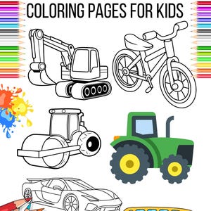 Vehicles Coloring Pages for Kids | A4 Printable Sheets for Learning and Fun | Instant Download | Creative and Educational Activity