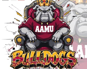 Alabama A&M Bulldogs Graffiti Mascot : Crowned Bulldog Clipart (PNG, SVG, PDF)