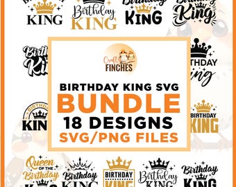 Birthday King SVG Bundle, 18 königliche Designs (SVG / PNG-Dateien)