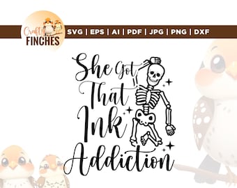 Inktverslaving skelet SVG, Tattoo PNG, Cricut, silhouet (digitale download)