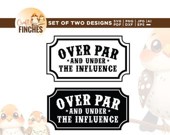 Over par onder invloed SVG, grappig golfhoedontwerp (digitale download)
