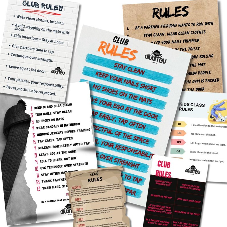 Gym & BJJ Rules Poster Templates: Editable Sports Club Guidelines ...