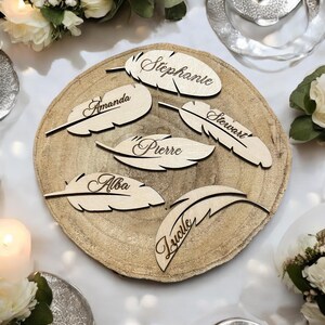 marque place mariage prénom bois gravé - cadeau invité mariage - décoration table mariage - plan de table - marque place personnalisé