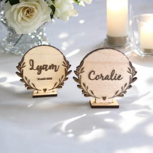 personalized wooden wedding place marker - baptism birthday table plan - guest place marker
