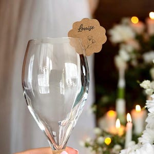 Boho country bruiloft plaatsmarkeringen, doop en verjaardag - glazen label - glazen marker - cadeau - tafelplan - evenement