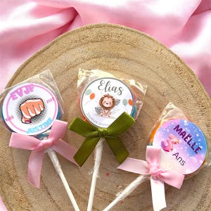 Personalized lollipop for birthday, baptism, bachelorette party, original guest gift, high-quality sticker label
