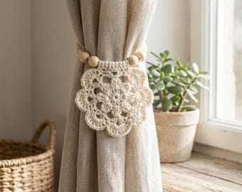 Crochet Flower Curtain Tieback Pattern | Beginner Friendly (PDF Pattern)