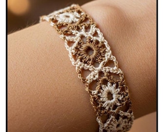 Patrón de pulsera de flores de encaje a crochet / Joyería para principiantes (patrón en PDF)