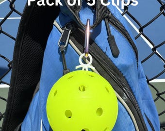 Pickleball Clip Holder V2 (Pack of 5) – Low-Profile Ball Holder Keychain for Bags & Backpacks