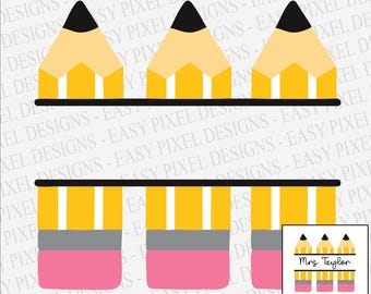 Docentpotloden invoegen naam SVG PNG – Schoolontwerp voor Cricut & sublimatie | Terug naar school-clipart | Ontwerp voor label, shirt, draagtas