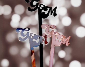Personalized Wedding Drink Stirrers: Custom Initial Acrylic Stir Sticks