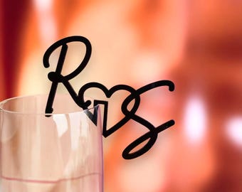Personalized Initial Acrylic Drink Tags, Wedding Decor