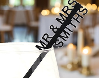 Custom Last Name Acrylic Drink Stirrers, Wedding Decor