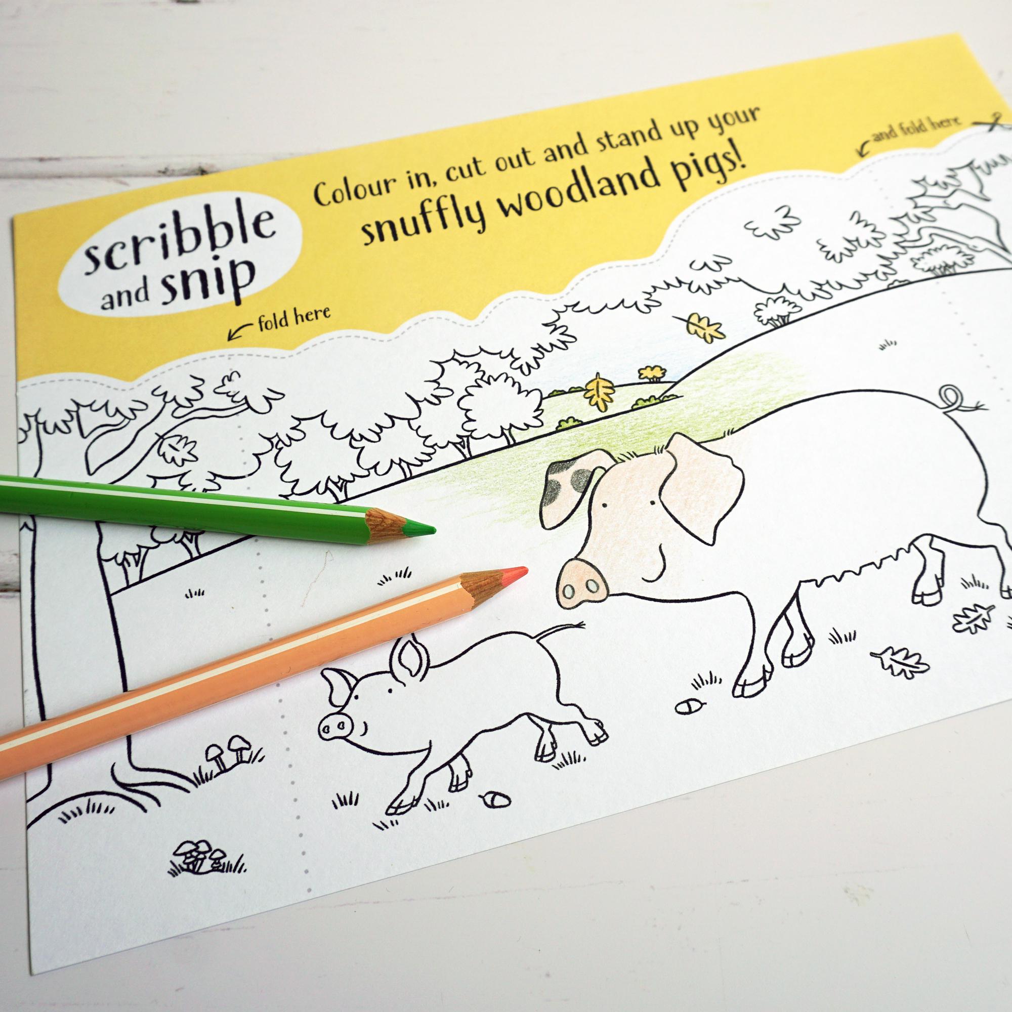 Woodland Pigs Colouring Scene – Printable Papercraft Activity for Kids ...