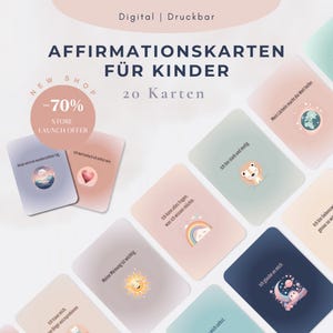 Affirmationskarten für Kinder - positive Affirmationen zum Ausdrucken, Mutmachkarten Kinder, bunte Achtsamkeitskarten, Geschenk für Kinder
