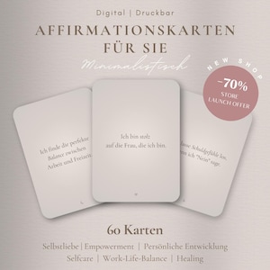 60 affirmation cards for women, self-love affirmations to print, minimalist mindfulness cards in beige design, gift