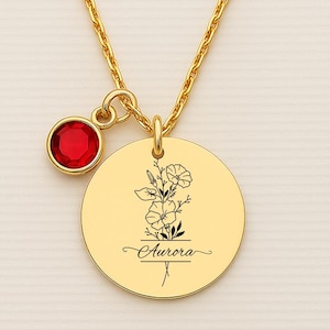 Personalized Multiple Birth flower Necklace, Family Birth Flower Bouquet Necklace, Birth Month Flower, Personalized Gift, Christmas Gift