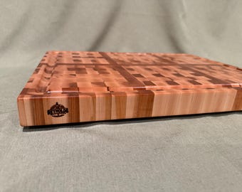 Handcrafted Maple End Grain Cutting Board: Butcher Block with Juice Groove