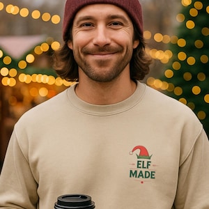 Elf Made Weihnachtspullover Männer | Lustiger Xmas Sweater | Christmas Sweatshirt | Geschenkidee Mann Weihnachten | Humorvoller Elf Pullover