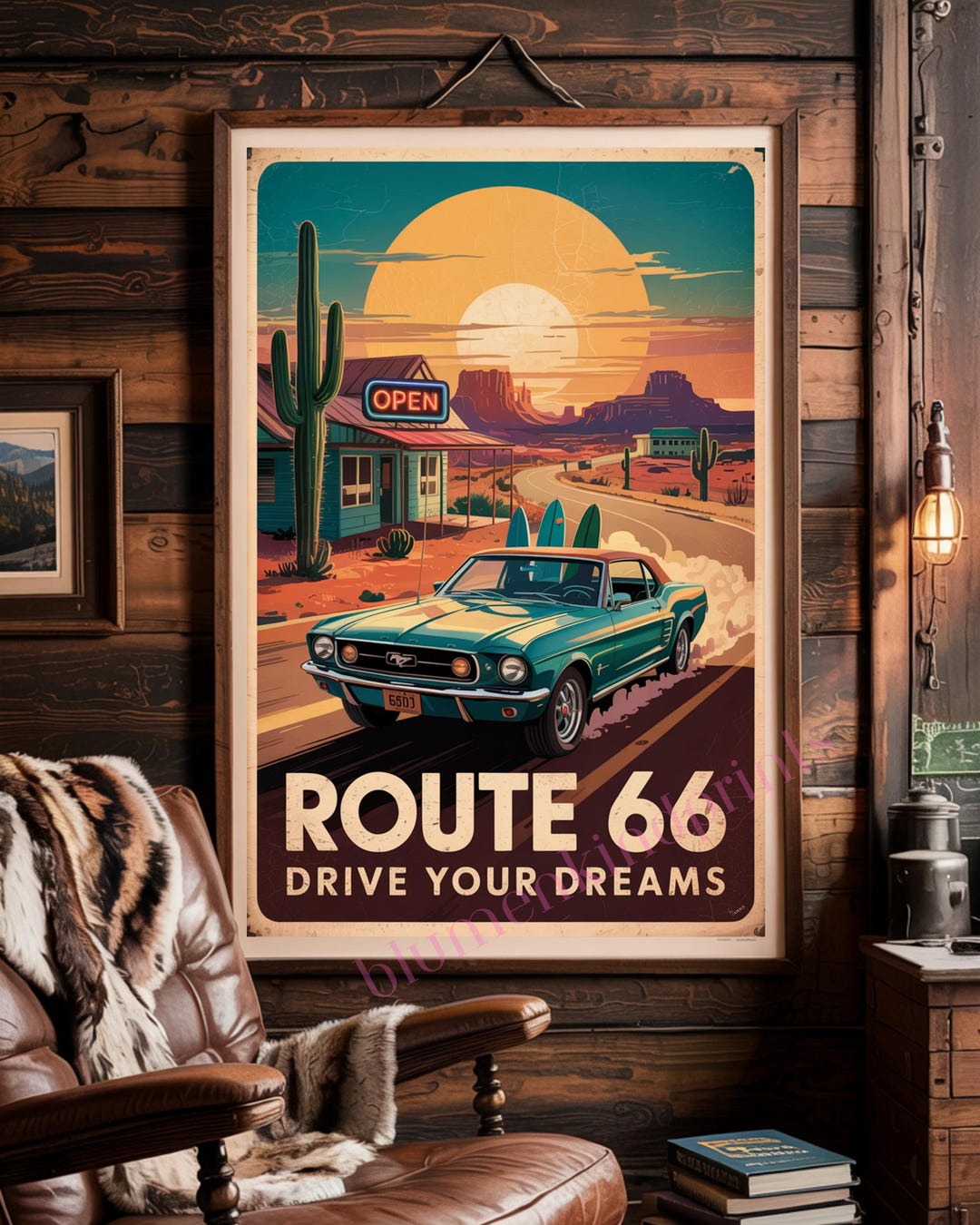 Route 66 Vintage Poster PDF + JPG | Retro Americana Roadtrip Wall Art ...