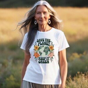 Design T-shirt Écolo | Sauver la Planète | Graphisme Nature Rétro | Impression Numérique
