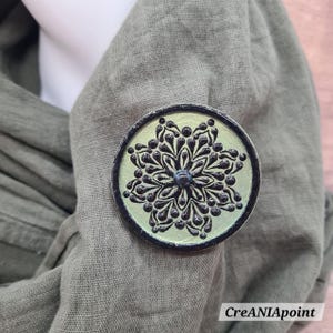 Mandala lovers, Mandala flower, Mandala brooch, Mandala painting, Dot painting, Painted mandala, Black mandala, Brooch pin, Brooch for women