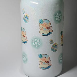 Love and Deepspace Chibi 16 oz Libbey Tumbler: Zayne's Happy Snowman Original Artwork Showcase