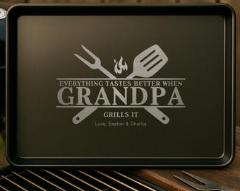 Teglia da forno personalizzata per nonno o papà, teglia da forno personalizzata con incisione, vassoio per barbecue Grillmaster Pitmaster, regalo per la festa del papà o per il compleanno.