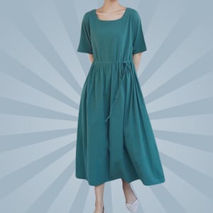 Cotton Linen Dress summer linen robe cotton Dress Soft and Breathable Fabric Long loose fitting Dress for Women casual plus size dress