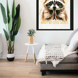 Curious Raccoon Digital Art Print, Whimsical, Downloadable Decor for Kids Room, Nature Lover Digital Gift, Cute Animal Printable Poster