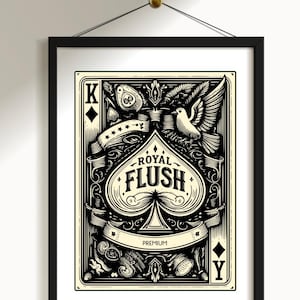 Flush, badkamerposter, speelkaart, k, y, letter, tekst, koninklijk, graphicwater, clean, cream, background,