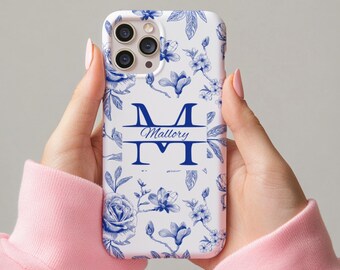 PERSONALIZED toile phone case custom initial monogram chinoiserie iphone case samsung case blue pink purple green floral phone case