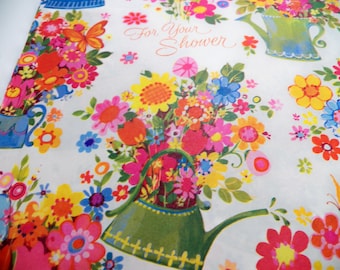 Vintage Anniversary Wrapping Paper Vintage Best Wishes Gift Wrap Postman Flowers One sheet 20X30 inches