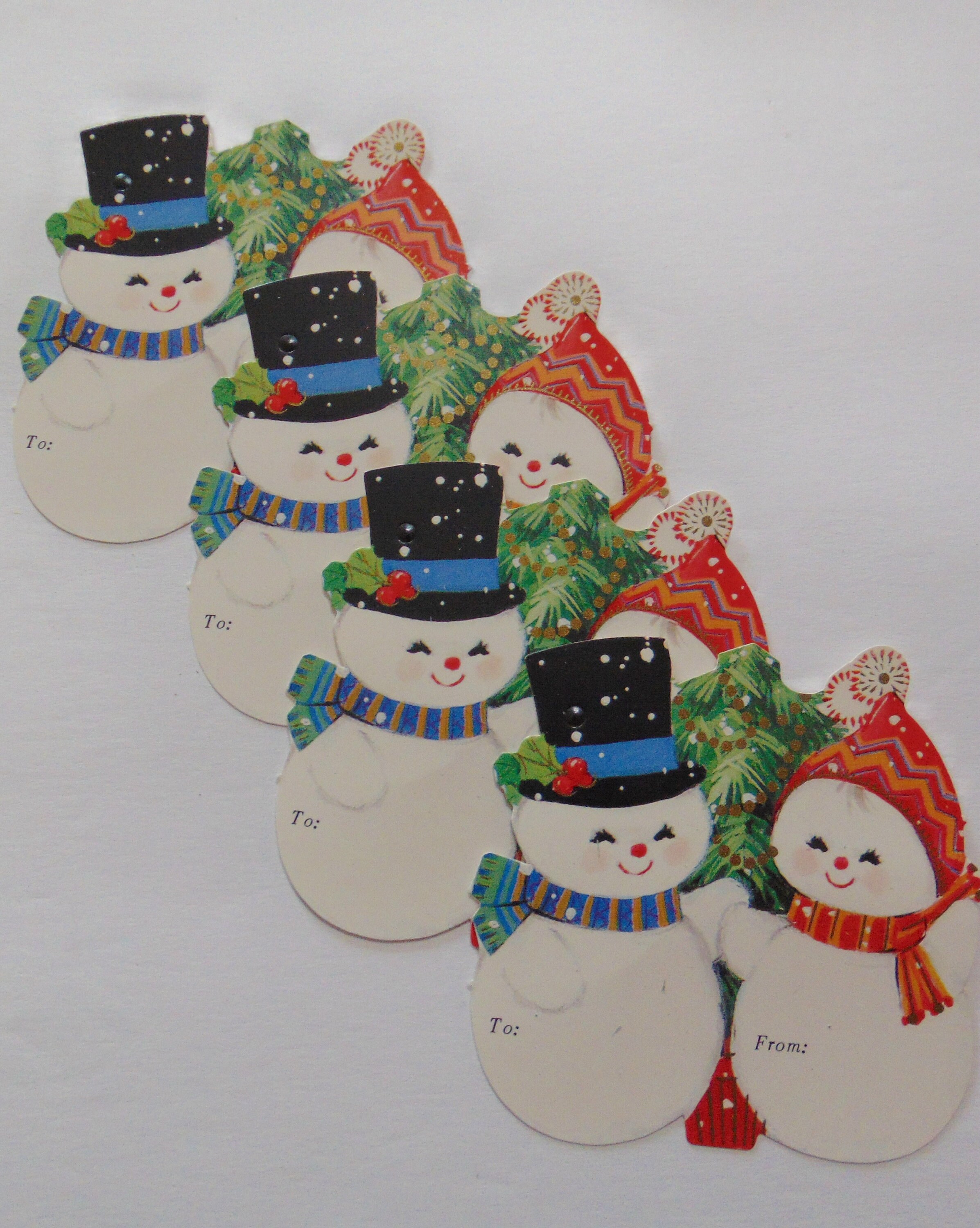Vintage Unused Large Snowman Christmas Gift Tags Set Of 4 Etsy