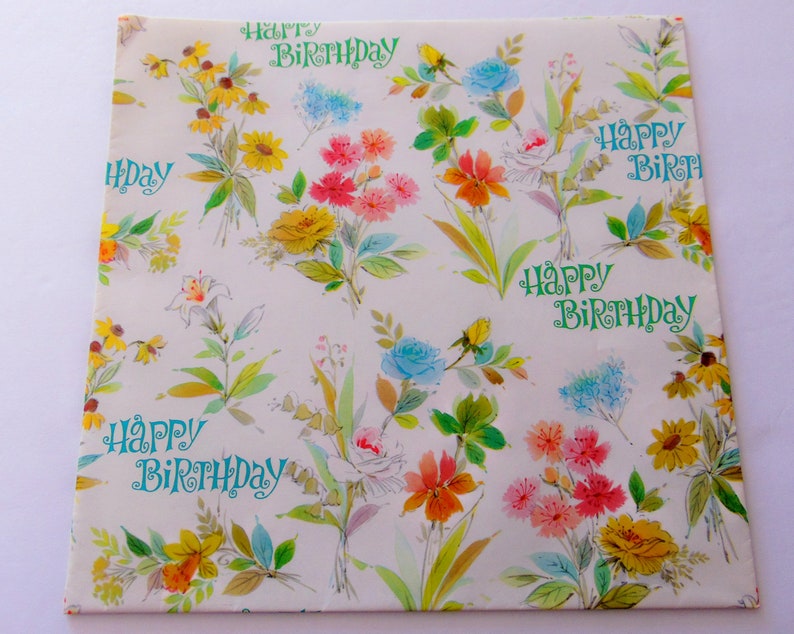 One sheet 19X29 inches Vintage Floral Birthday Wrapping Paper Vintage Flowers Roses Buttercup Gift Wrap Floral Scrapbook Craft paper