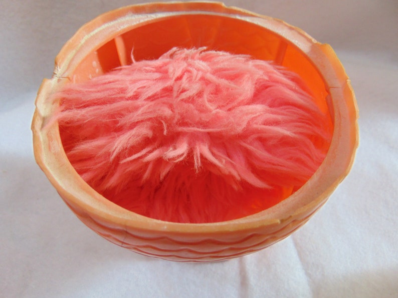 Giftique 1978 with Powder and Puff Bird Dresser Accessory Vanity Decor Pink Plastic Power Box Bathroom Decor Vintage Owl Power Box