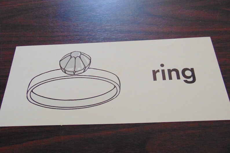 Engagement Vintage 1960s Children/'s School Flash Card with Ring and Picture of Ring 11X4.50 inches School Supply Scrapbook
