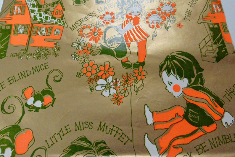 Vintage Nursery Rhyme Wrapping Paper Baby Gift Wrap One Etsy