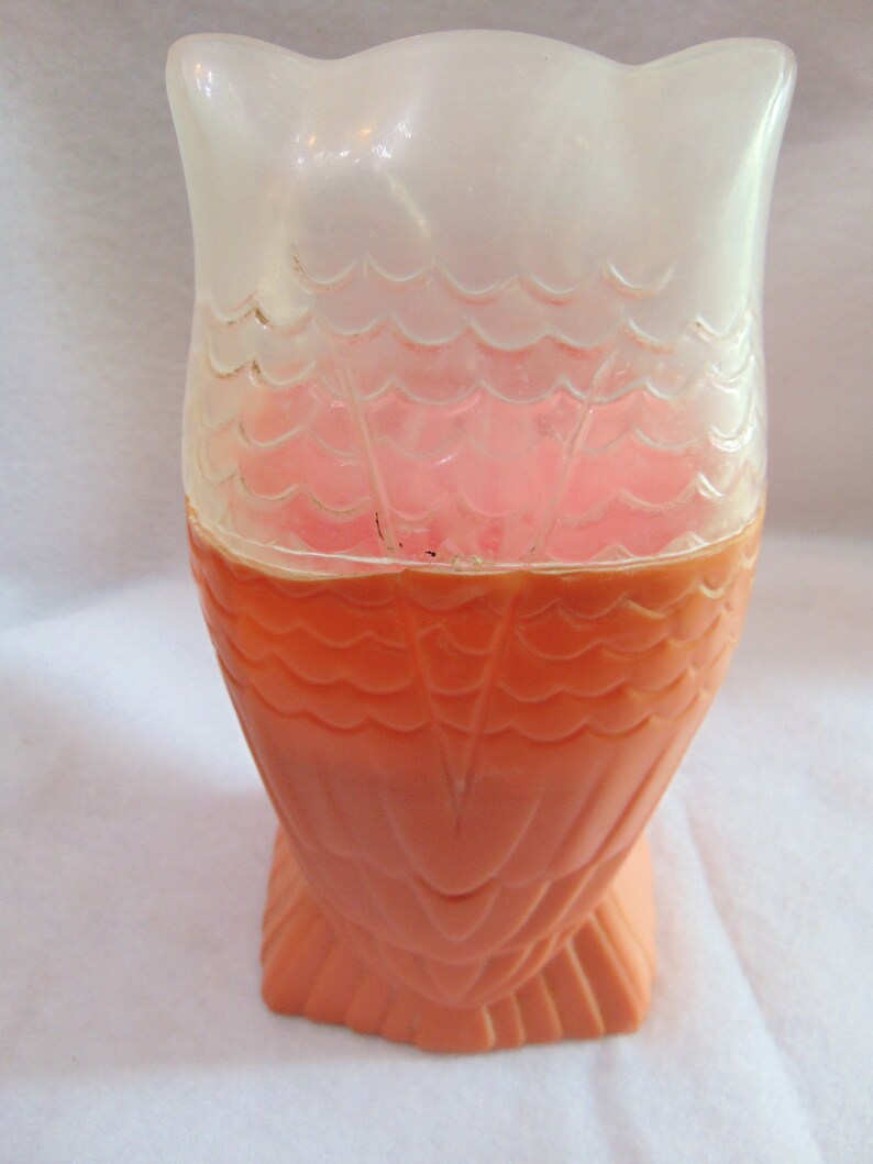 Giftique 1978 with Powder and Puff Bird Dresser Accessory Vanity Decor Pink Plastic Power Box Bathroom Decor Vintage Owl Power Box
