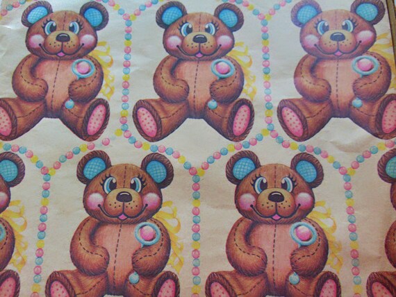 2 Sheets Jerry's 27-1/4" x 19-3/4" Skating Teddy Bears Christmas Gift Wrap 