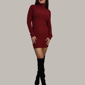 Long Sleeve Burgundy Mini Dress - Etsy Long Sleeve Burgundy Mini Dress - Etsy