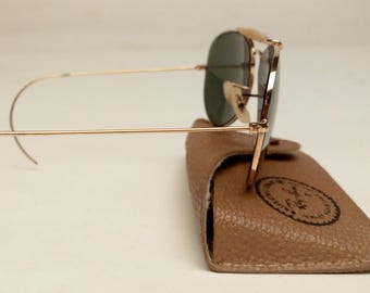 Ray Ban Aviator Sunglasses Vintage 70's Gold/green - Etsy