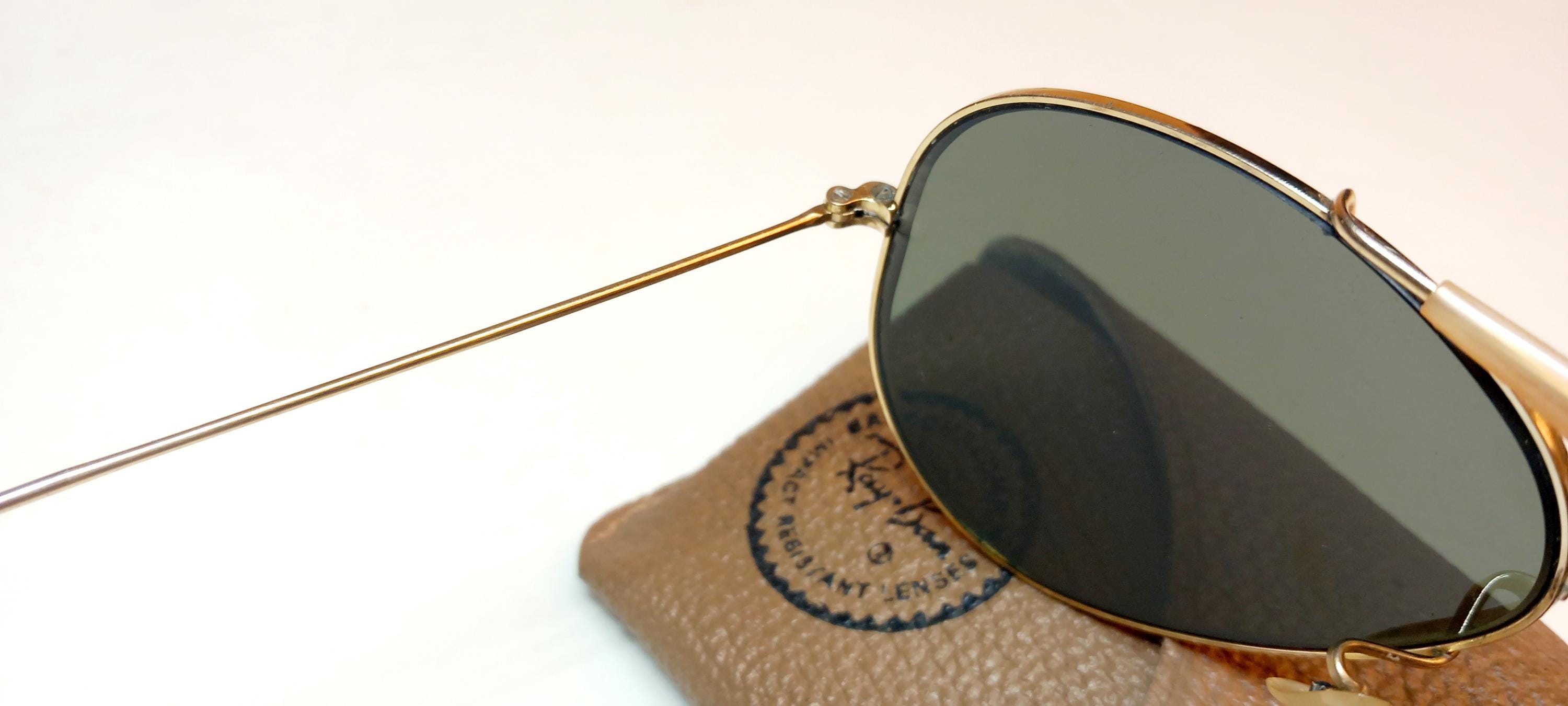 Ray Ban Aviator Sunglasses Vintage 70's Gold/green - Etsy