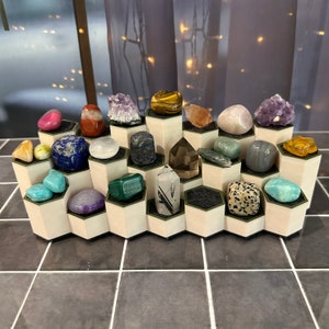 You Choose the Colors - Crystal Display Pedestal Stand 22 (3 Tier) Small Hexagon Pedestals - For Rocks Tumbled Stones & Collectibles