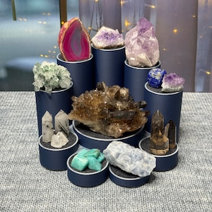 You Choose the Colors: 10 Variety Circles (1x 4" and 9x 2") - Crystal Display Stand  - For Rocks Tumbled Stones & Collectibles