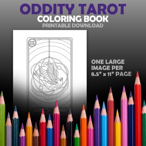 Oddity Tarot Coloring Book Major Arcana 24 Cards Instant Download PDF The Fool Magician Empress Emperor Hierophant Lovers Chariot image 4