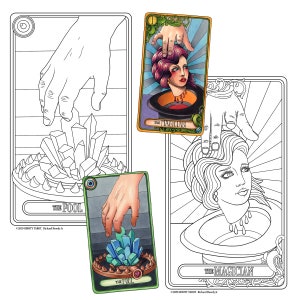 Oddity Tarot Coloring Book Major Arcana 24 Cards Instant Download PDF The Fool Magician Empress Emperor Hierophant Lovers Chariot image 8