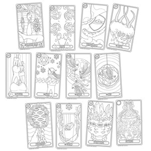 Oddity Tarot Coloring Book Major Arcana 24 Cards Instant Download PDF The Fool Magician Empress Emperor Hierophant Lovers Chariot image 3